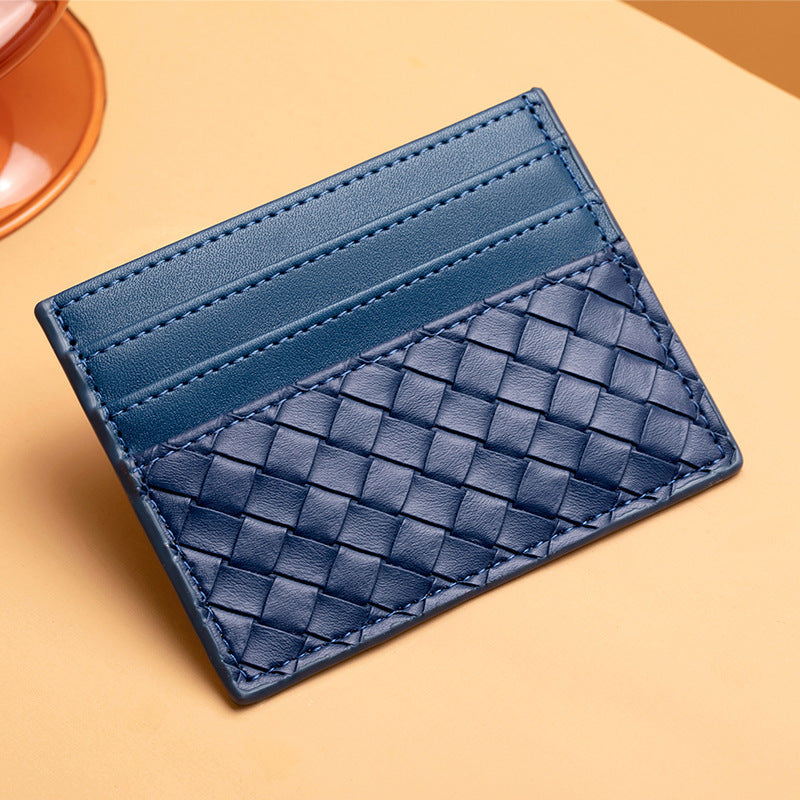 Leather Card Bag Women's Small Certificate Holder Card Holder Anti-Degaussing Driving License Card Clamp Coin Purse Woven