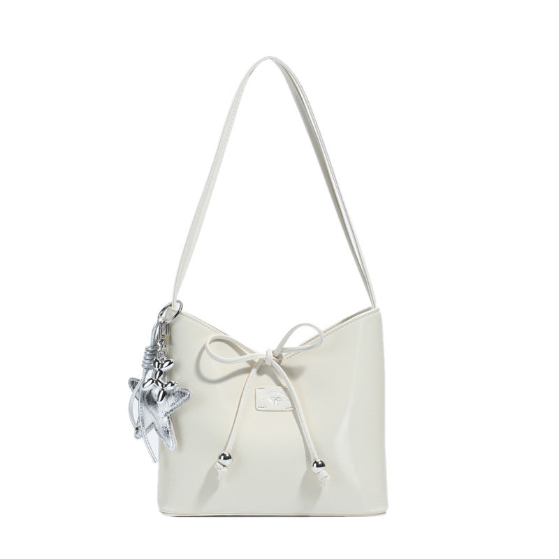 Chic Tote Bag for Women 2025 New Summer Style Retro Design with Star Charm and Drawstring Closure