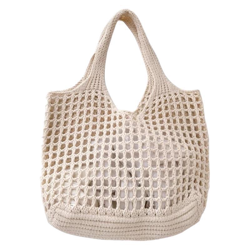 Women's Shoulder Bag Hollow Knitted Tote Bag Beach Vacation Simple Large Capacity Daily Commuter Hand-Carrying Bag