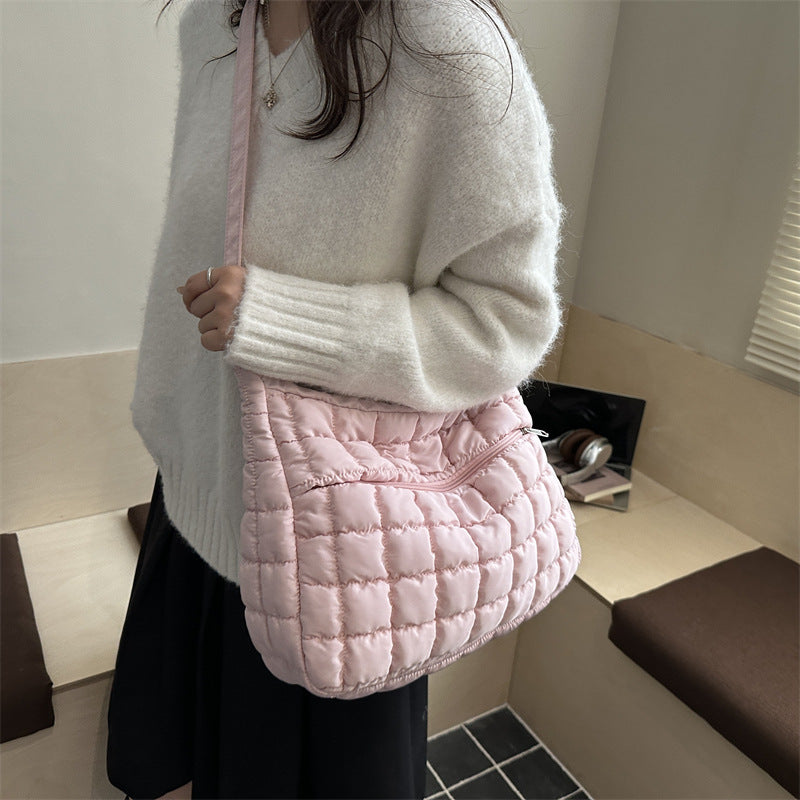 Pleated Cloud Bag Women's Fashion One-Shoulder Portable Dumpling Bag Large Capacity down Crossbody Cotton Jacket Bag
