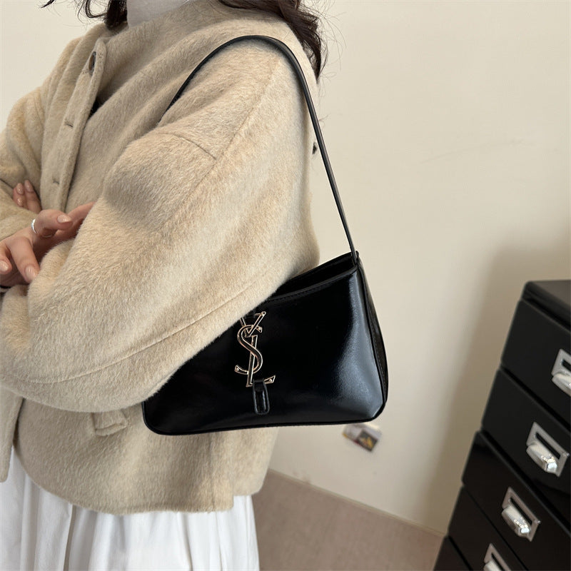French Entry Lux Portable Small Square Bag Women's New Western Style All-Matching Shoulder Bag Commuter Underarm Bag