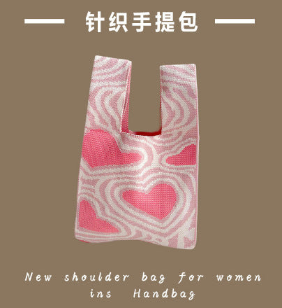 Vest Bag Women's Korean Knitted New Year Knitted Bag Hand Bag Knitted Oblique Bag
