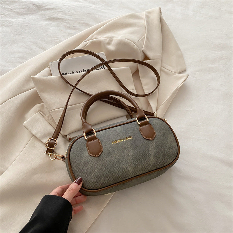 Hand-Carrying Retro Bowling Bag Women's Summer New Fashion Casual Shoulder Bag Small High-Looking Messenger Bag