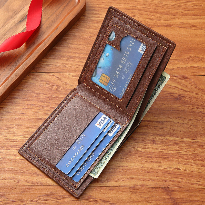 Men's Fashion Leather Wallet Geometric Pattern Design Daily Practical Short Wallet