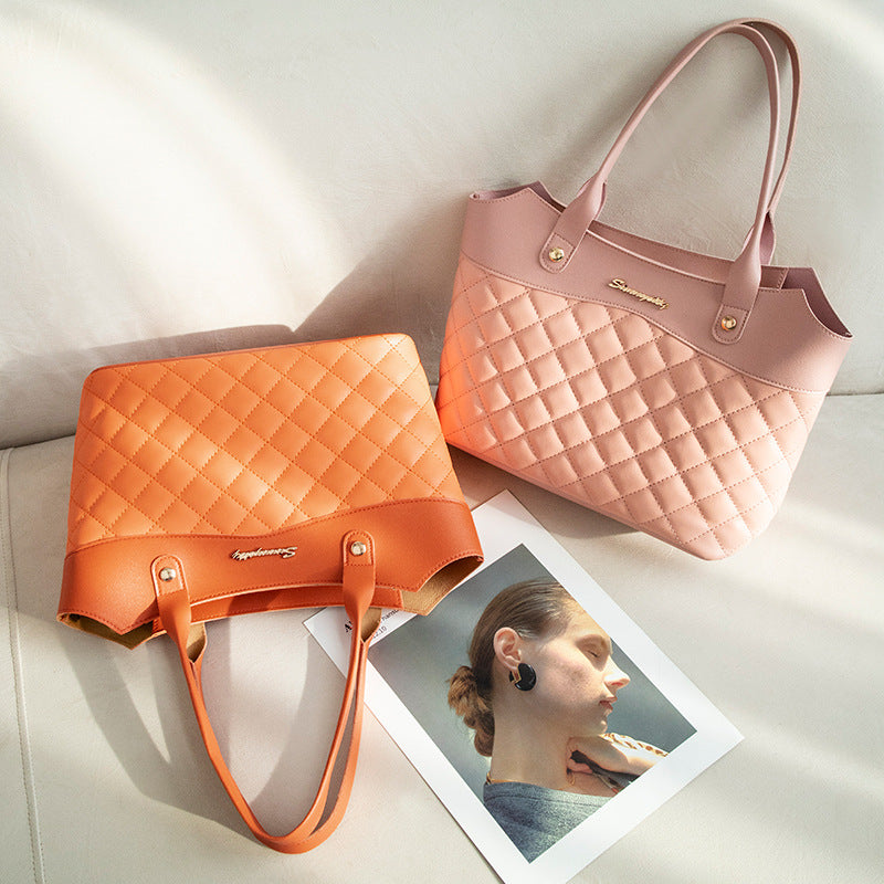 Stylish Quilted Tote Bag for Women with Elegant Embroidery Design and Spacious Interior