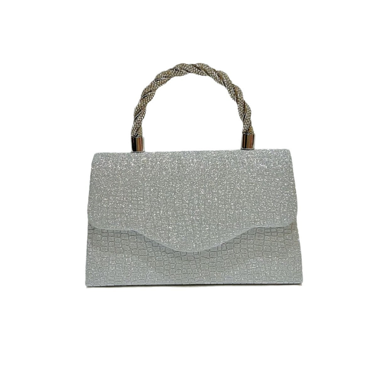 Sparkling Glitter Clutch Bag with Rhinestone Handle for Evening Parties and Formal Events