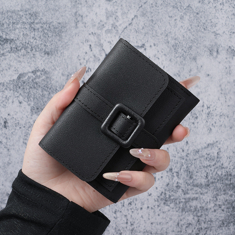 2025 New Women's Compact Wallet with Buckle Design, Minimalist Korean Style, Perfect for Daily Use and Student Fashion