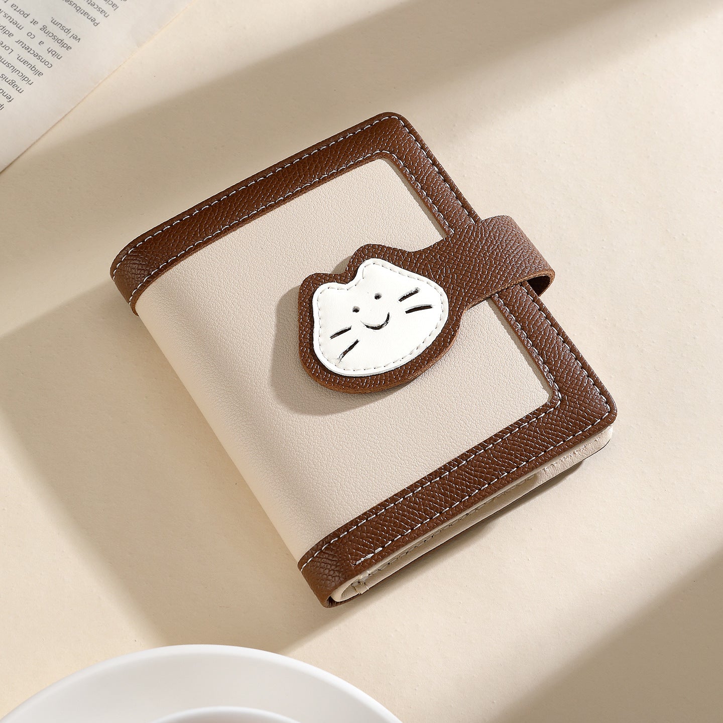 Multiple Card Slots Student Cute Cat Buckle Short Pu Wallet Simple Tri Fold Women's Wallet Wallet