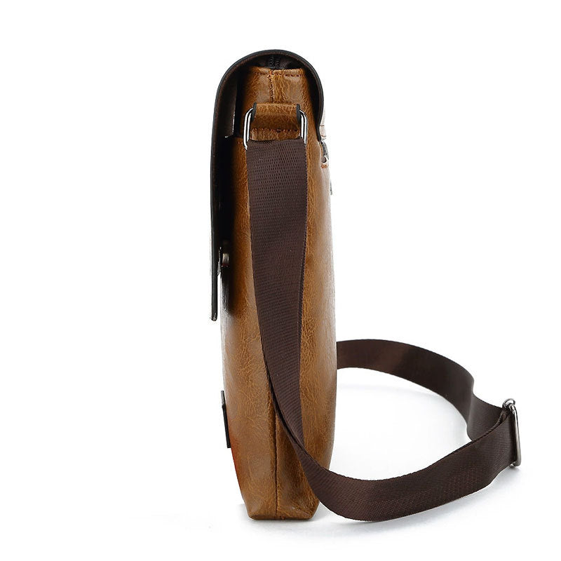 Retro Men's Crossbody Bag with Jeep Logo, Stylish Urban Travel Shoulder Bag for Daily Use