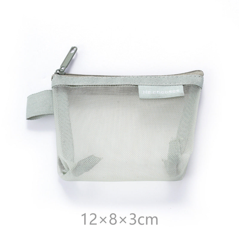 Coin Purse Simple Nylon Three-Dimensional Triangle Mesh Large Capacity Key Earphone Bag Transparent Buggy Bag