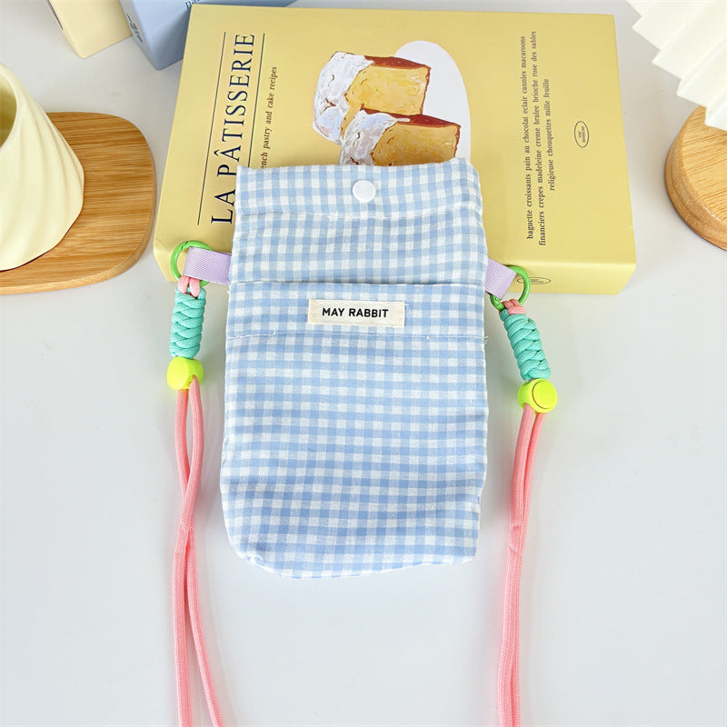 Girly Style Plaid Mobile Phone Fashion Messenger Bag Large Capacity Daily Versatile Small Square Bag