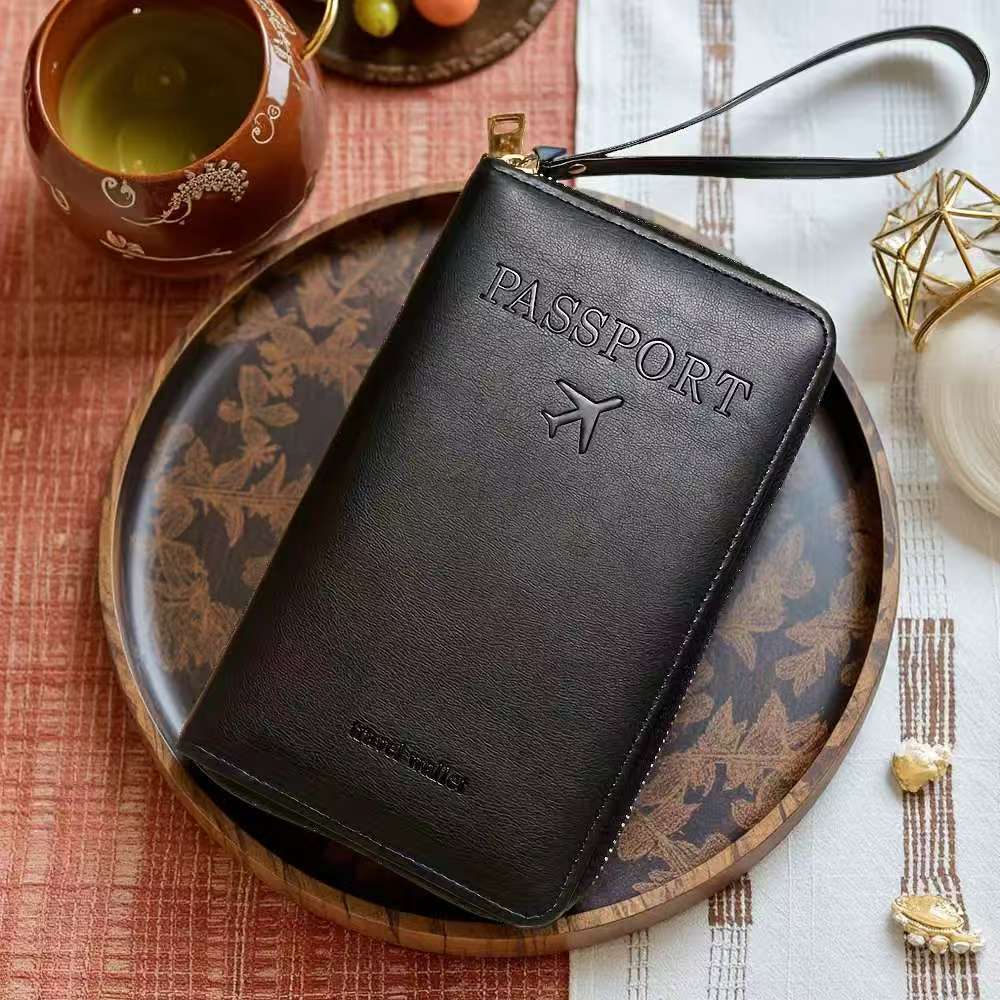 Elegant RFID Travel Wallet with Zipper Design for Passport and Ticket Storage, Anti-Theft & Expandable Organizer