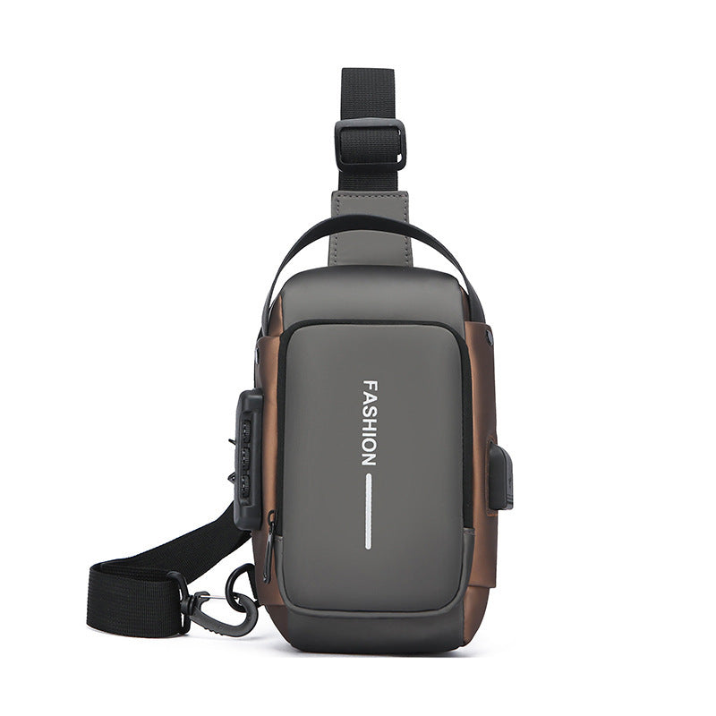Men's Messenger Bag Waterproof Password Lock Chest Bag Men's Large Capacity Commuter Travel Crossbody Shoulder Bag
