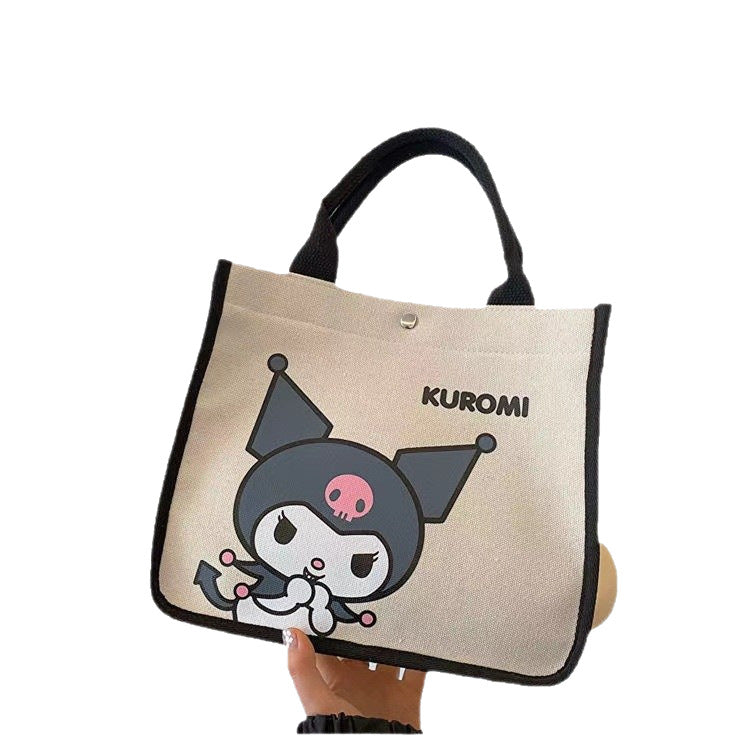 Women's Handbag Sanrio Cartoon Canvas Handbag Cute Commuter Daily Portable Storage Bag Magnetic Snap Opening and Closing Design