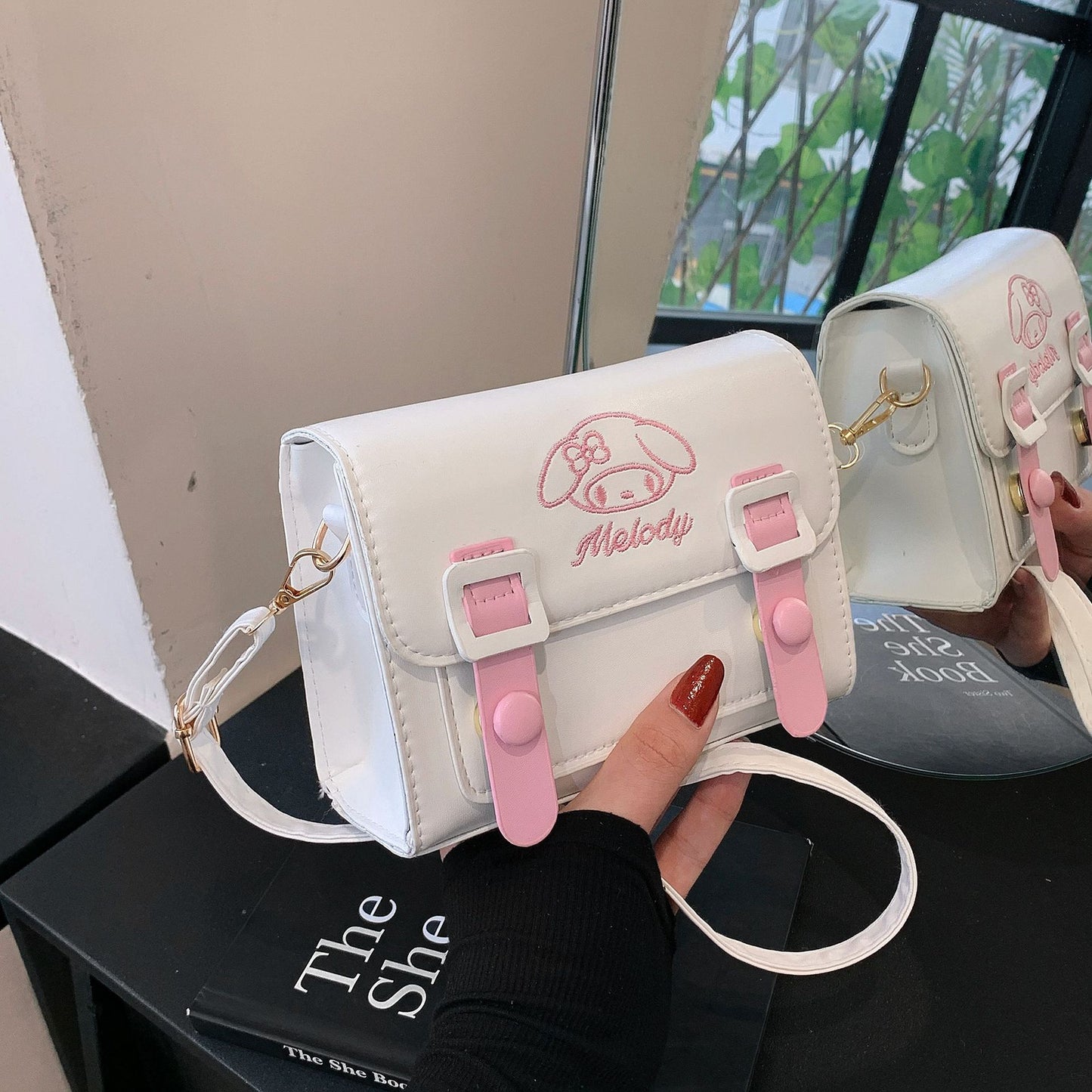Cute Hellokitty Embroidered Shoulder Messenger Bag Contrast Color Everyday Joker Fashion Small Square Bag