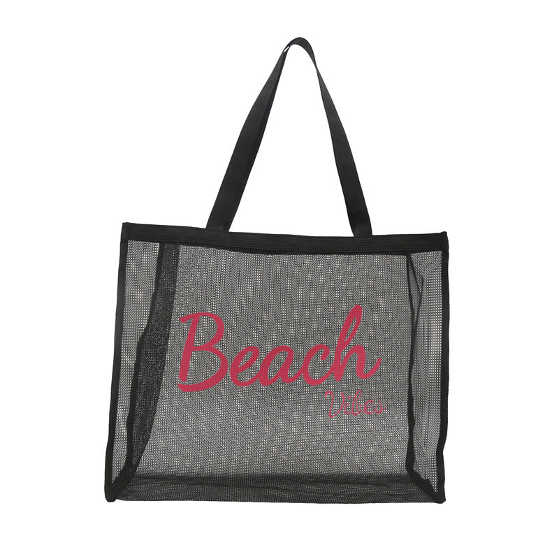 Voile Tote Bag Transparent Shopping Bag Swim Bag Nylon Mesh Letter Large Capacity Beach Bag
