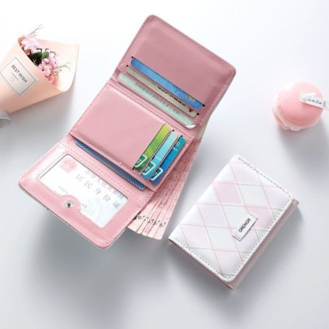 Women's Korean-Style Wallet Short Small Multiple Card Slots Student Folding Wallet Japanese Style Simple Solid Color Zipper Change Card Holder