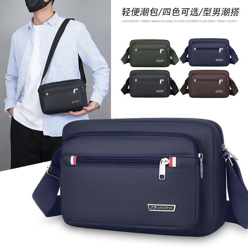 Fashionable Men's Shoulder Bag with Waterproof PU Material and Multi-layer Storage for Business and Travel