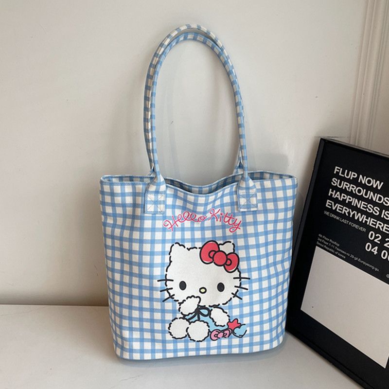 Hello Kitty 45th Anniversary Canvas Tote Bag - Cute Cartoon Design for Daily Commute and Summer Outings