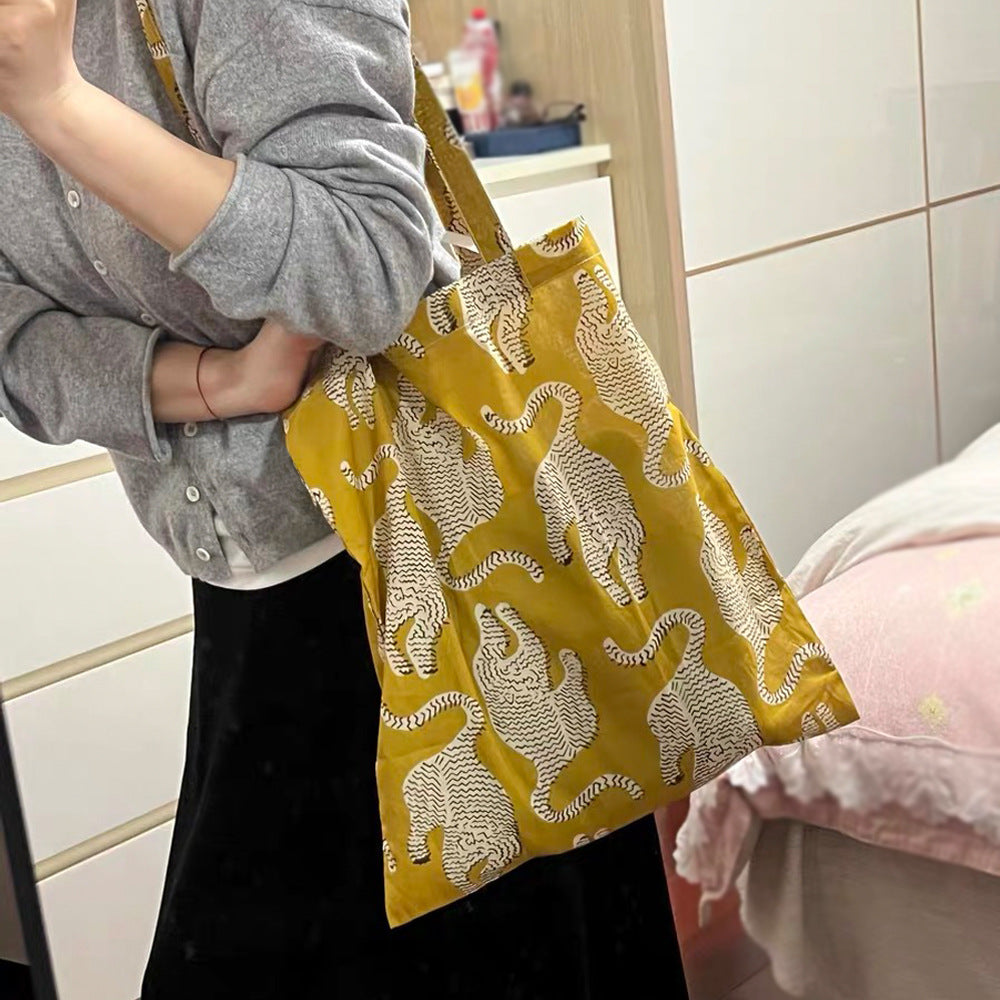 Women's Shoulder Bag New Indian Traditional Rubbing Cotton Reusable Bag Korean Style Simple Cloth Bag Thin