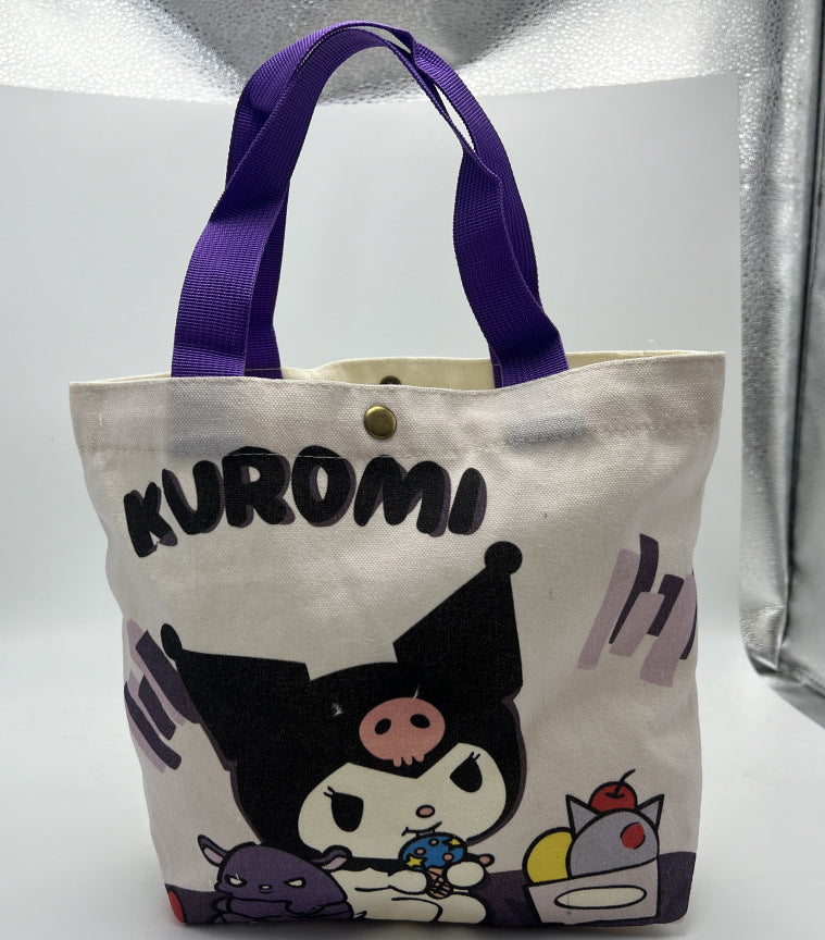 Striped Canvas Tote Bag with Custom Embroidery for Daily Use and Commuting