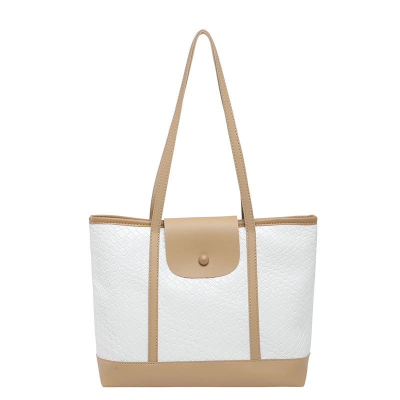 New Women's Large Capacity Totes Casual Simple Color Collision Design Daily Commuter's All-Matching Shoulder Bag