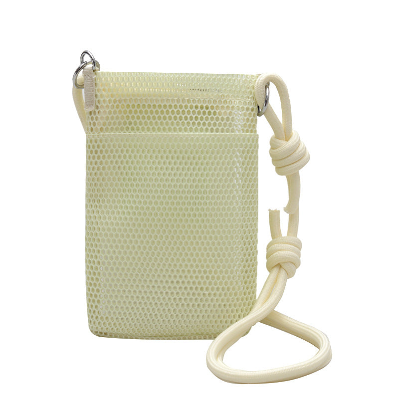 Sweet Fresh Cell Phone Bag Women's Summer Outdoor Single-Shoulder Bag Crossbody Mesh Portable Storage Bag