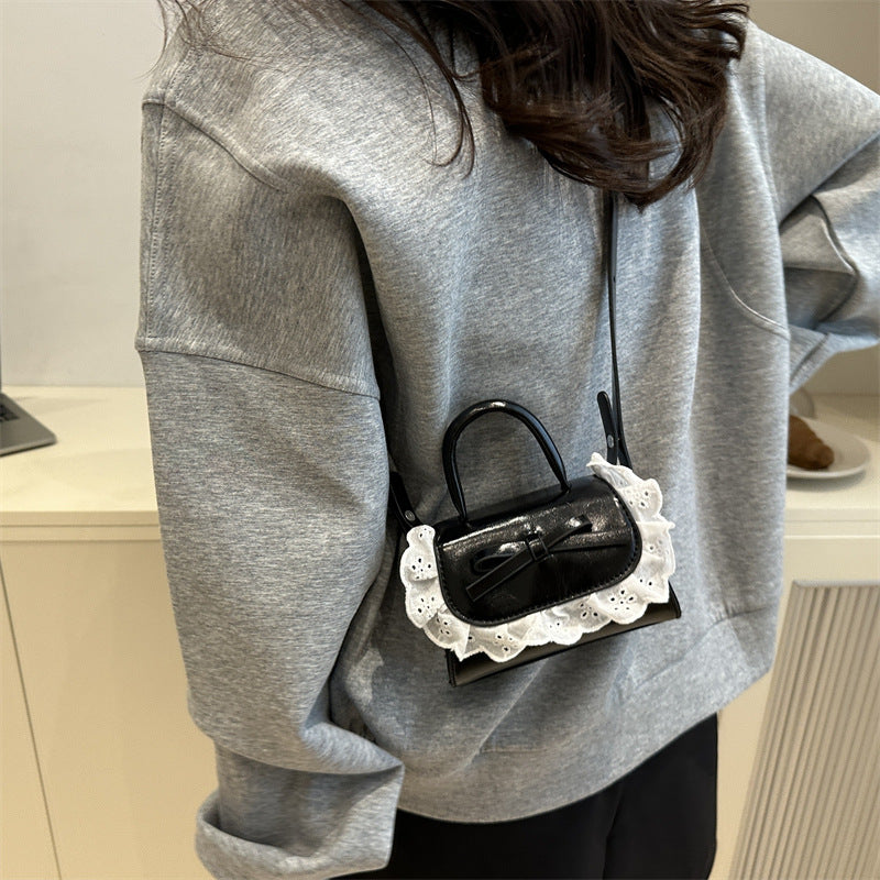 Korean Style Sweet Bow Lace Mini Messenger Bag Women's Fashion Small Square Bag