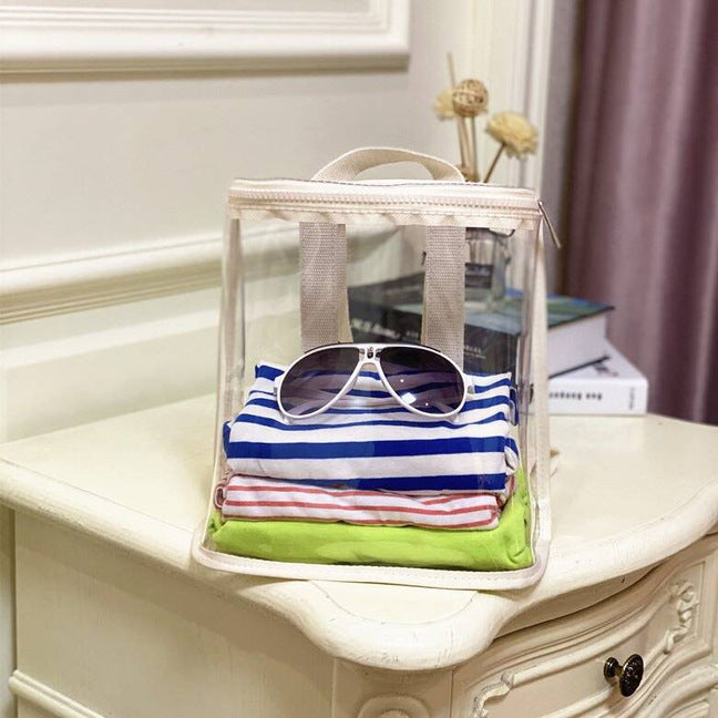 Transparent Waterproof Beach Bag with Cute Toys for Swimming and Travel - Perfect for Kids and Adults
