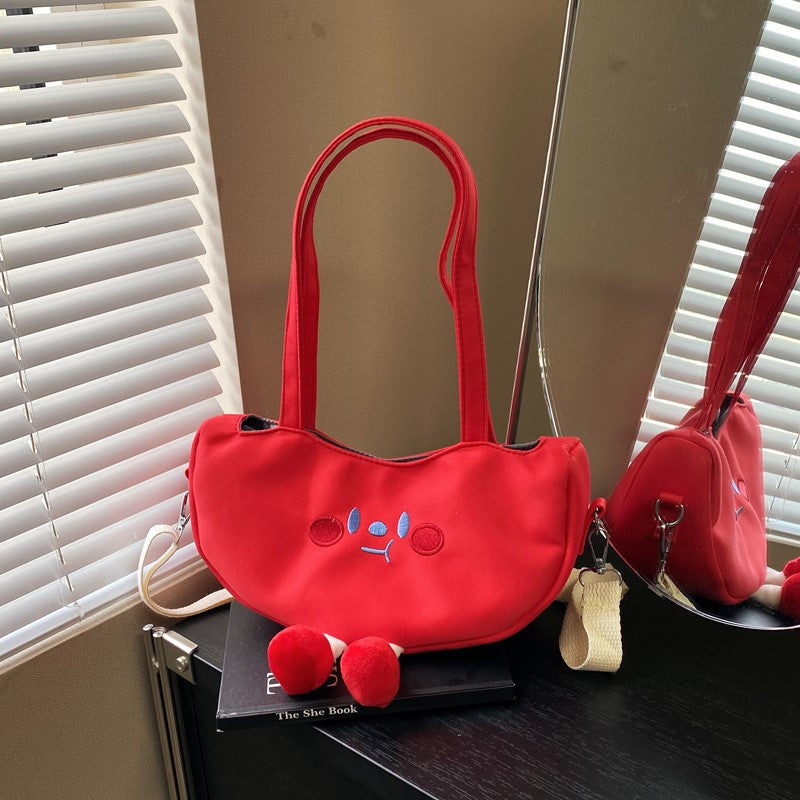 Cute Pea Pod Style Crossbody Bag 2025 Fashionable Soft Canvas Shoulder Bag with Playful Design for Daily Wear