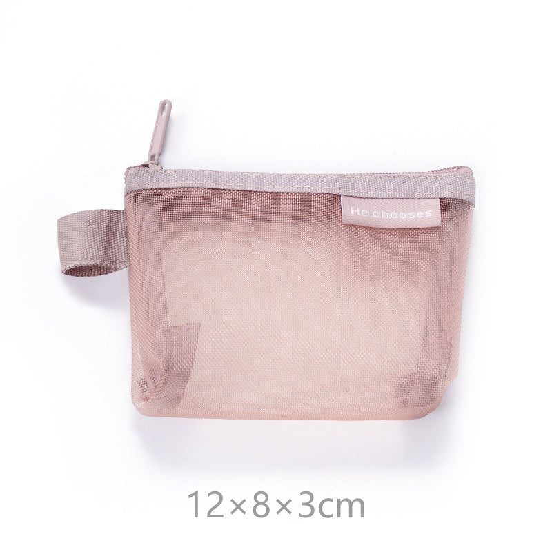 Transparent Mesh Storage Pouches for Cosmetics, Keys, Cards, and Travel Essentials - Modern Minimalist Design