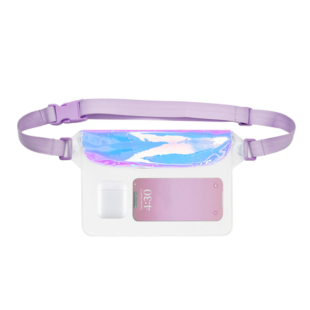 Fashion Transparent Waterproof Waist Bag with Holographic Design for Outdoor Activities and Swimming