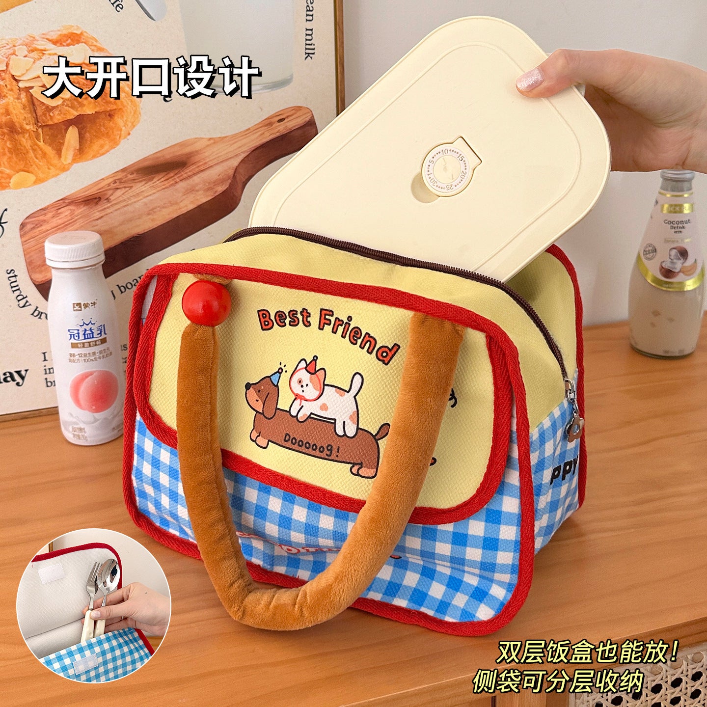 Lunch Bag Cute Portable Insulated Aluminum Foil Large Capacity Student Office Worker Lunch Snack Pack Lunch Box Bag