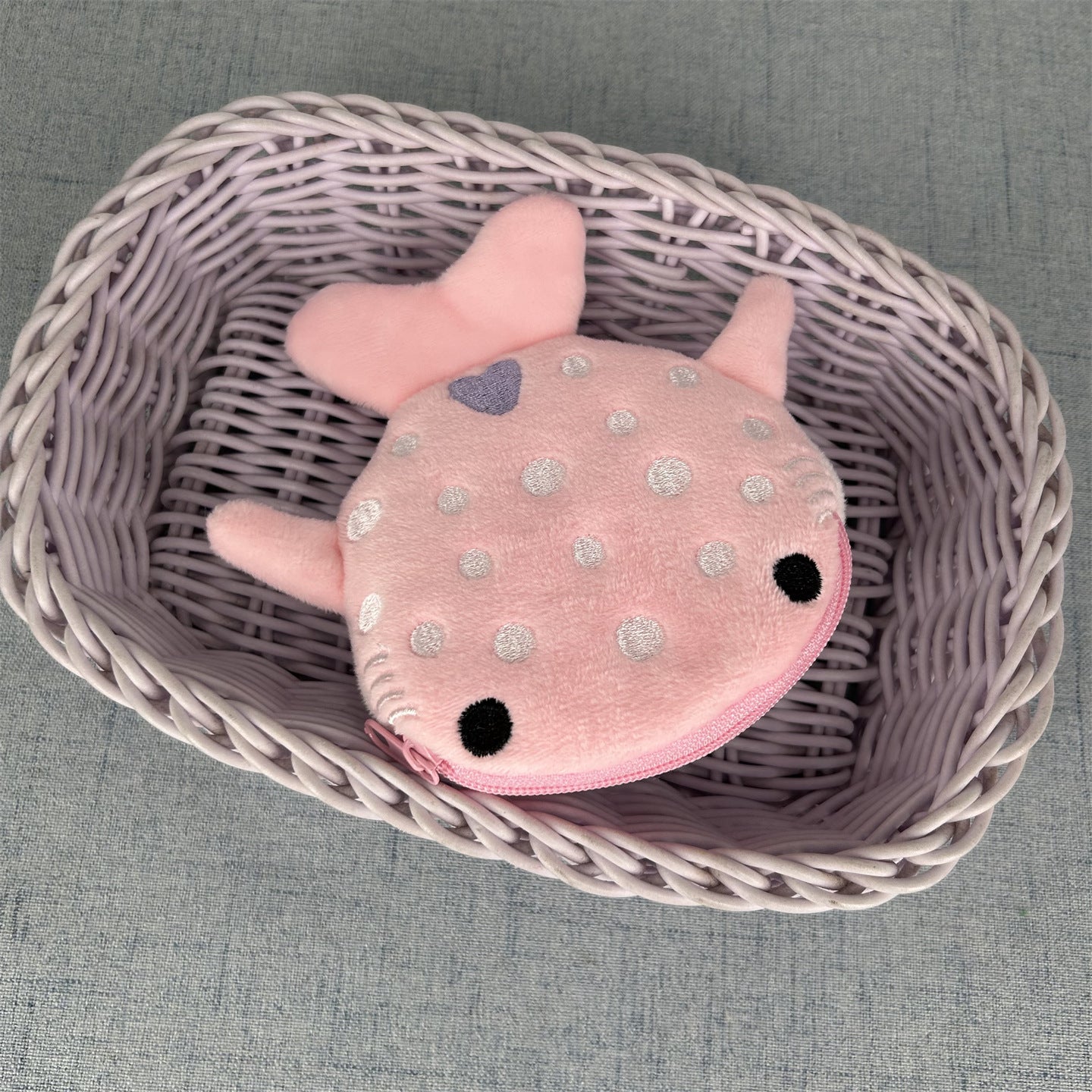 Women's Wallet Cute Plush Loving Heart Shark Coin Purse Children's Daily Storage Hair Ring Hairpin Carry Bag