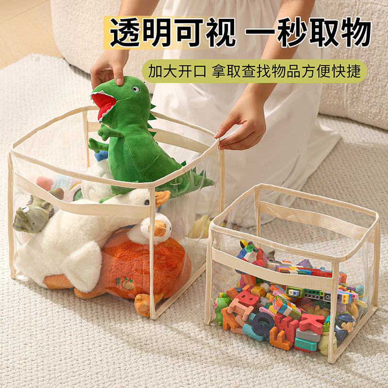Transparent Storage Basket for Toys and Daily Essentials, Waterproof and Foldable Design with Large Capacity