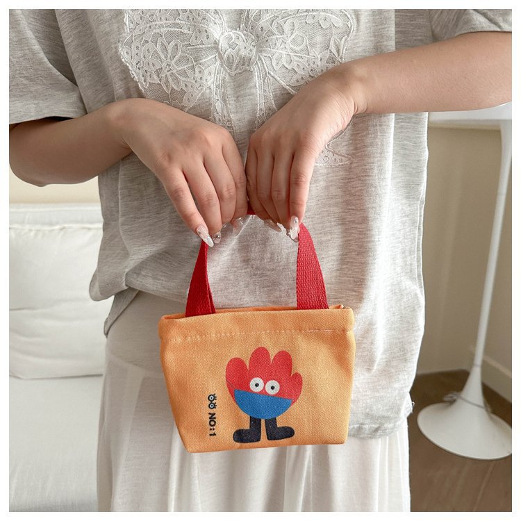 Portable Mini Fashion out Small Handbag Women's New Sundries Canvas Bag Office Worker New Storage Small Carrying Bag
