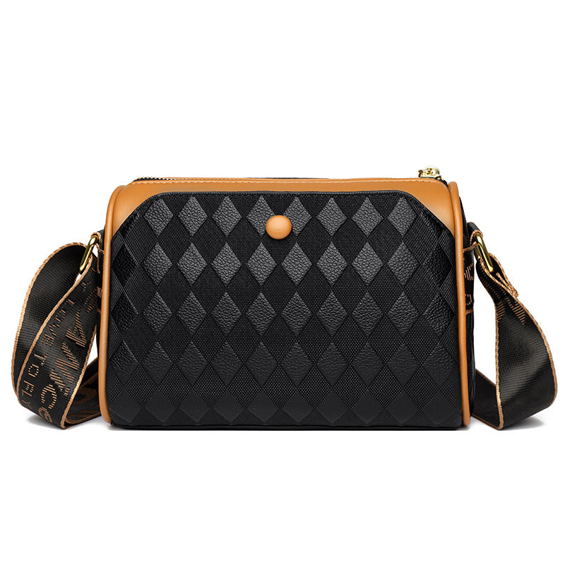 New Light Luxury Rhombus Wide Shoulder Strap Large-Capacity Crossbody Bag Fashion All-Match Women's Shoulder Fashion Design