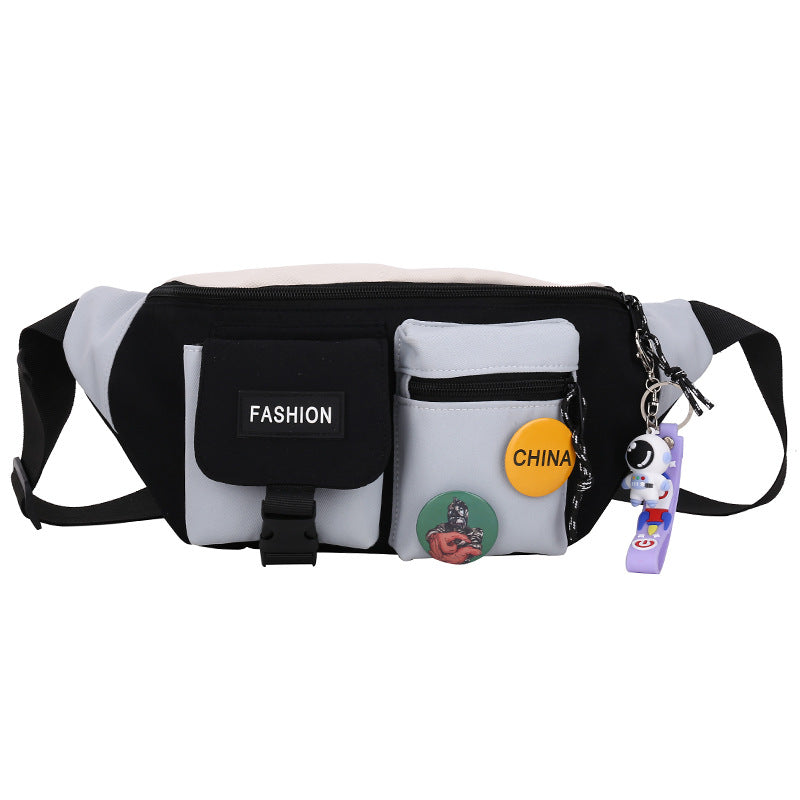 Fashion Waist Bag Women's Color Matching Sports Chest Bag New Backpack Men's Trendy Oxford Cloth Casual Cloth Bag Design Sense Cloth Bag