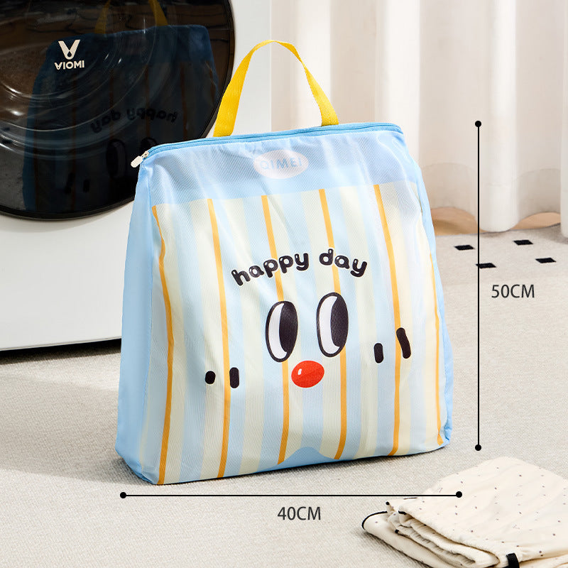 Cute Cartoon Laundry Bag with Zipper for Delicate Clothes Protection and Sorting