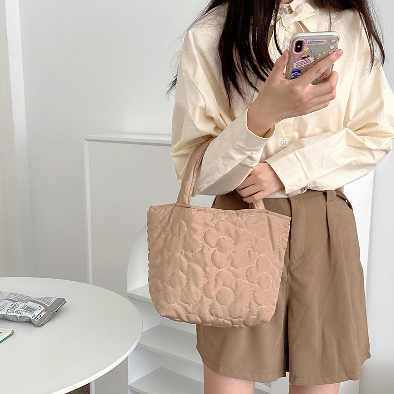 Milk Fufu with Hand Bag Korean Style Contrast Color Sweet Storage Bag Cloth Bag
