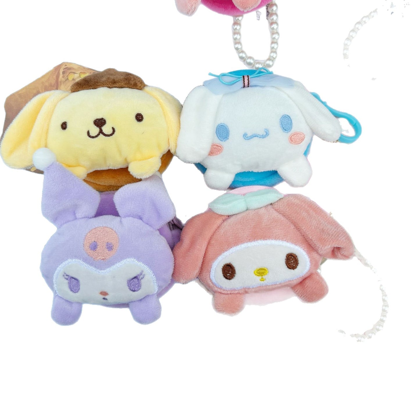 Cute Creative Coin Purse Cartoon Doll Ornaments Bead Necklace Lanyard Small Wallet Coin Bag Storage