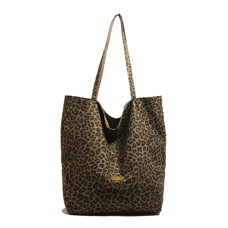 Leopard Print Women's Tote Large Capacity Casual Shoulder Bag Daily Commuter's All-Matching Fashion Handbag