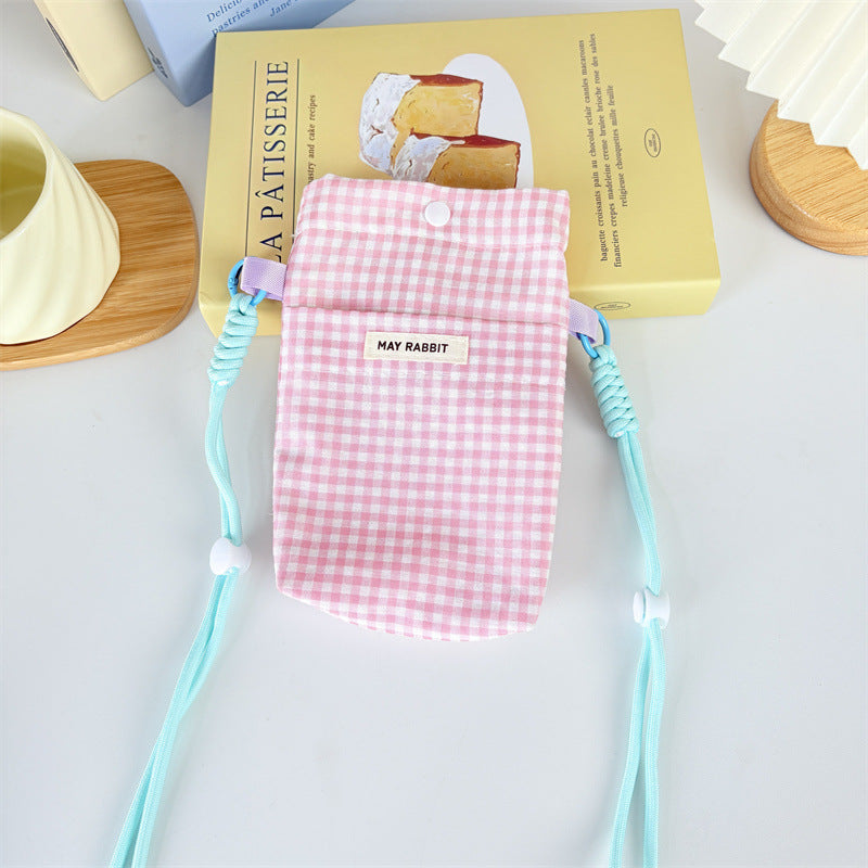 Girly Style Plaid Mobile Phone Fashion Messenger Bag Large Capacity Daily Versatile Small Square Bag