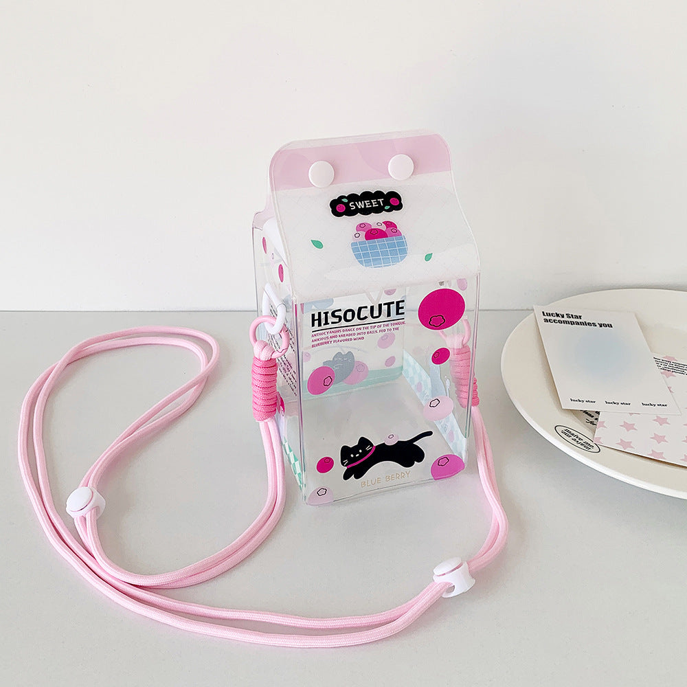 INS Cartoon Small Cartoon Backpack Cute Milk Carton Transparent Doll Bag Baby Doll Bag Doll Cotton Doll Display Storage Bag