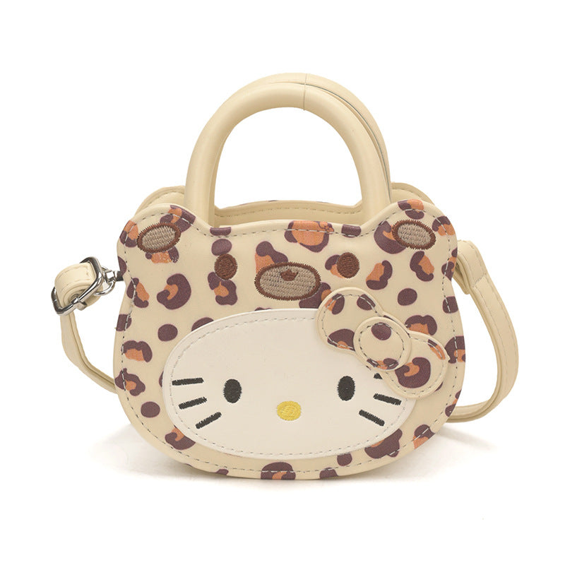 Cute Kitty Face Mini Handbag 2026 New Korean Style Denim Crossbody Bag for Kids and Parents Daily Use