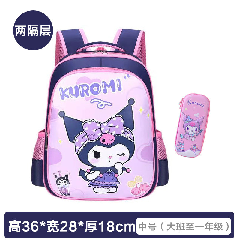 Cute Kuromi Backpack for Kids with Pencil Case - Lightweight, Breathable, and Waterproof School Bag for Preschool and Kindergarten
