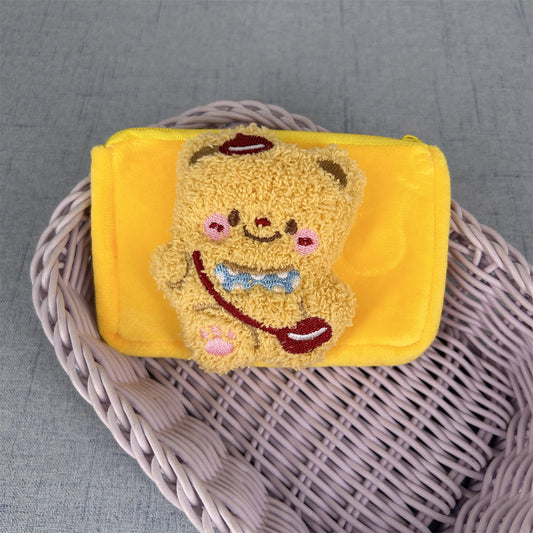 Women's Wallet Cute Plush Little Bear Cartoon Coin Purse, Daily Matching Storage Small Bag, Hanging Design