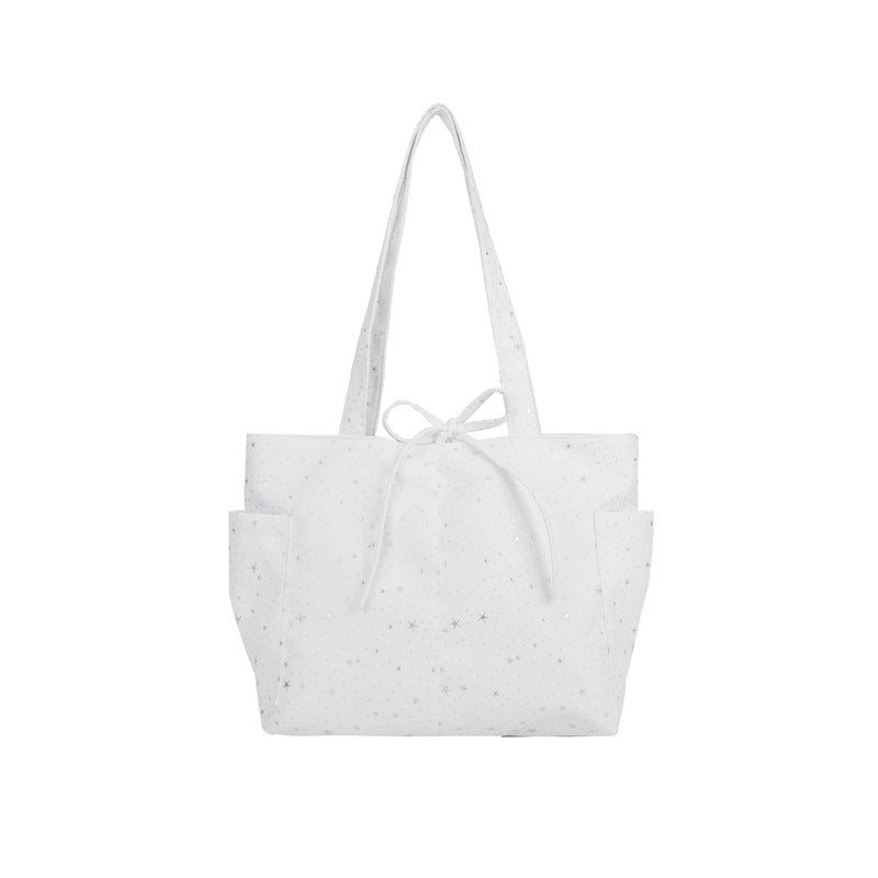 Women's Shoulder Bag Korean Style XINGX Rhinestone Canvas Tote Bag Large Capacity Shoulder Portable Commute Leisure Travel Versatile