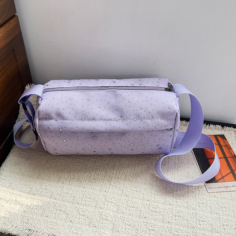 Stylish Star-Print Nylon Crossbody Bag with Zipper Closure and Adjustable Strap for Everyday Use