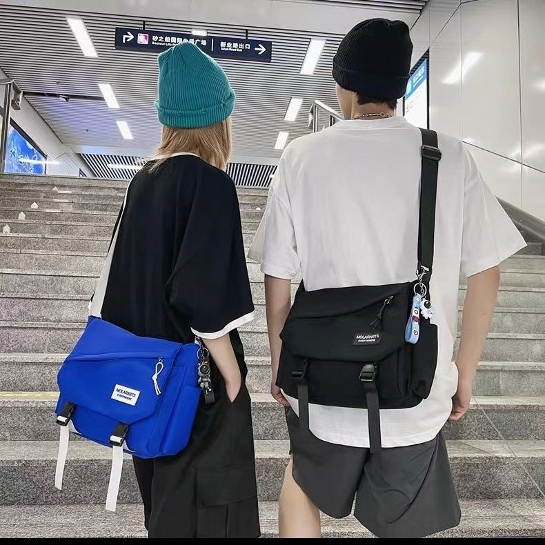 Messenger Bag Male Student Simple Casual Fashion Korean Canvas Single-Shoulder Laptop Backpack Couple Backpack